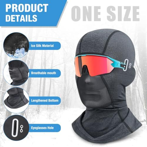 Proberos Balaclava Face Mask, Cool-Max Balaclava Head Cover Summer Neck Gaiter, Uv Protector Full Face Cover, 4 Way Stretch Face Mask Protects From Wind, Sun, Dust For Outdoor Activities