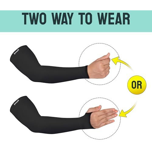 Jimmox Arm Sleeves For Men & Women Sun Protection Hand Sleeves For Boys & Girls With Thumb Uv Protection Hand Cover For Bike Riding, Cycling, Outdoor Activities (1 Pair Black & 1 Pair Gray)