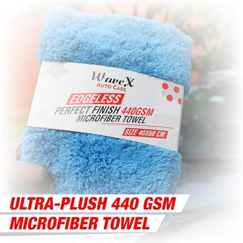 Wavex Perfect Finish Microfiber Cloth For Car 440 Gsm (40X60Cm) Super Soft, Quick Dry And High Water Absorbing, Perfect For Car, Bike And Home Cleaning (Pack Of 2, Blue & Orange)