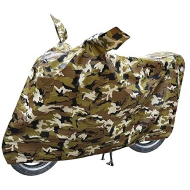 Ridershine All Weather Protection Bike Cover For All Bikes Upto Bullet Classic Size 350,500 | Anti Dust Heat, 100% Waterproof - Interlock Stitched With Mirror Pocket | (Jungle Military)
