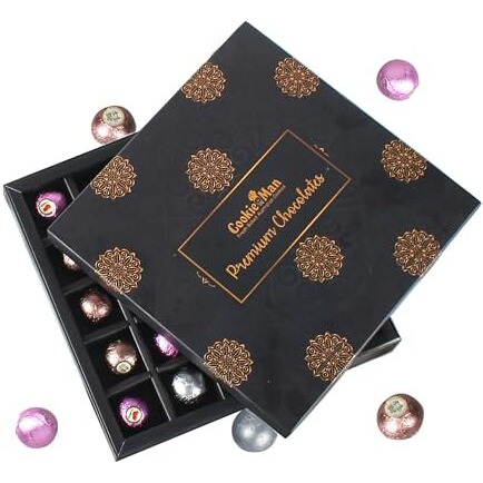 Cookieman Premium Chocolate Gift Box  25 Center-Filled Chocolates, 275G | Indulgent Hazelnut, Strawberry & English Toffee Flavors | Perfect For Gifting, Celebrations & Chocolate Lovers