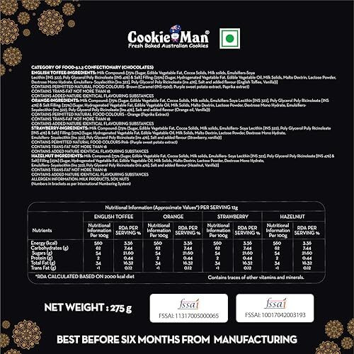 Cookieman Premium Chocolate Gift Box  25 Center-Filled Chocolates, 275G | Indulgent Hazelnut, Strawberry & English Toffee Flavors | Perfect For Gifting, Celebrations & Chocolate Lovers