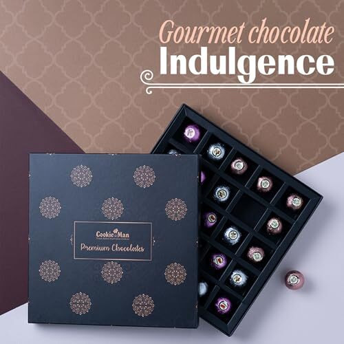 Cookieman Premium Chocolate Gift Box  25 Center-Filled Chocolates, 275G | Indulgent Hazelnut, Strawberry & English Toffee Flavors | Perfect For Gifting, Celebrations & Chocolate Lovers