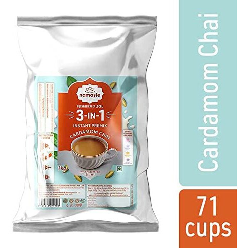 Namaste Chai Instant Tea Premix| Value Pack | Easy To Make Tea | Ready Mix (1 Kg, Powder) (Cardamom Tea)