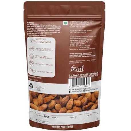 Wonderland Foods 600G (200G X 3) California Raw Almond (Badam) Pouch