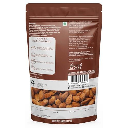 Wonderland Foods (Device) 800 Gram (400 Gram X 2) California Almond Np (Badam) Pouch|Dried
