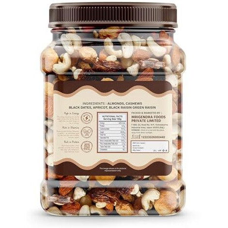 Greenfinity Meva Mix - Almonds, Cashews, Green And Black Raisins, Apricot, Black Dates | Rich In Protein Fiber | Mixed Dry Fruits For Immunity, Weight Management, Festive Gifting (500G Each-Pack Of 2)