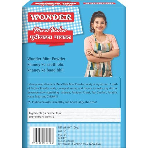 Wonder Mera Wala Mint Powder, Pudina Powder/Fresh Mint Leaf Powder, (100G) / No Artificial Flavour Added/No Preservatives Added