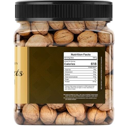 Lila Dry Fruits Walnuts 1 Kg In-Shell | Premium Whole & Natural Walnut | Akrot Giri Rich In Iron And Protein | Akhrot Nuts Ideal For Breakfast, Snacking | Dry Fruits Perfect For Gifting
