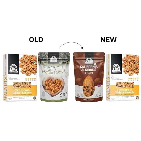 Wonderland Foods 400G (200G X 2) Dry Fruits Combo Pack Of Almond (200G) And Walnut Kernels (200G)