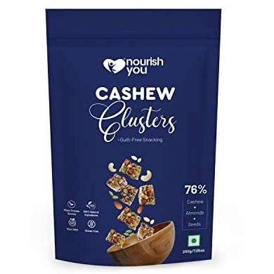 Nourish You Cashew Clusters With Almond | Pumpkin & Watermelon Kernels | Cashew & Almond Clusters | Cashew And Almond Brittles | Cashew & Almond Bites | Munchies 200 Gms (Pack Of 1)