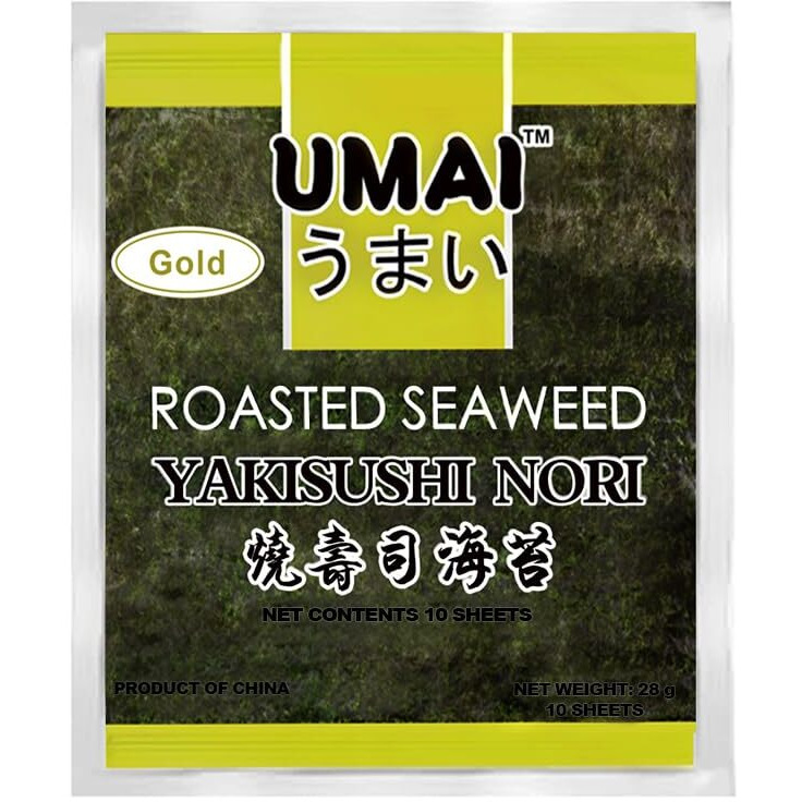 Umai Gold Premium Sushi Nori Seaweed Sheets 28G | Pack Of 10 Sheets | Roasted Seaweed | Umami Flavour