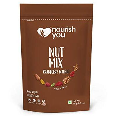 Nourish You Cranberry Walnut Superfood Nut Mix-250G, Dried Cranberries | Walnuts | Almonds | Black Raisins | Pumpkin Seeds Healthy Snack (250Gm Each) (Pack Of 2)
