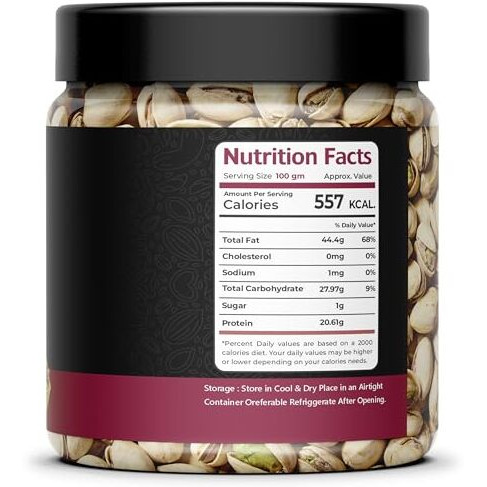 Nature Prime Dry Fruits American California Roasted & Salted Jumbo Pistachios (Pista) 1 Kg Jar | Super Crunchy & Delicious Healthy Snack | Vitamins & Minerals Rich | Immunity Booster