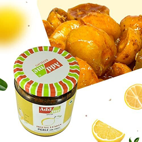 Add Me Heeng Nimbu Ka Achar 500G, Sweet And Sour Hing Lemon Lime Pickle Without Oil 500 Gm Glass Pack