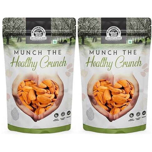 Wonderland Foods 1Kg Premium Gurbandi Almond (Badam) Pouch | Dry Fruits