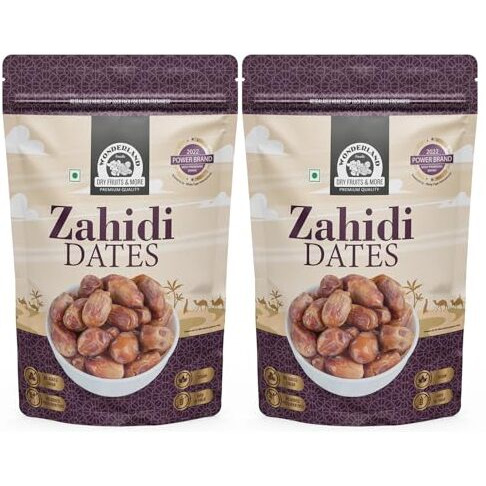 Wonderland Foods (Device) 1Kg (500G X 2) Zahidi Dates Pouch | Dry Fruits Healthy & Nutritious Soft Khajoor | Khajur Rich In Iron, Fibre & Vitamins, Fresh