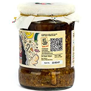 Jhaji Store's Lemon, Ginger & Green Chilli Pickle | Nimbu Mirchi Ka Achar | Tangy, Spicy & Sour | Homemade Lemon Pickle With Ginger & Green Chilli | Sun-Dried | No Preservatives | 500G Glass Jar