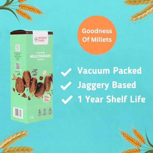 Ancient Roots Combo Of Jeera, Multigrain And Oats & Seeds Cookies - 150G Of Each (Pack 3) / Delicious Biscuits (16-18 Pcs) / For Healthy Snacks/Breakfast / Best Paired With Tea & Coffee / No Maida / No Sugar / No Palm Oil /100% Butter & Jaggery Cookies