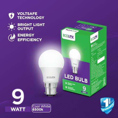 Ecolink 9-Watt Base B22 Led Bulb (Cool White,Pack Of 2)