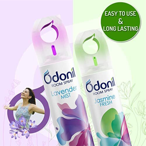 Odonil Air Freshener Room Spray - 440 Ml Combo (Pack Of 2, 220Ml Each) | Lavender Mist & Jasmine Fresh | Nature Inspired Fragrance For Home & Office | Long Lasting Fragrance | Instant Freshness