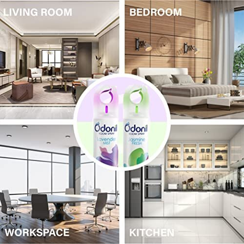 Odonil Air Freshener Room Spray - 440 Ml Combo (Pack Of 2, 220Ml Each) | Lavender Mist & Jasmine Fresh | Nature Inspired Fragrance For Home & Office | Long Lasting Fragrance | Instant Freshness