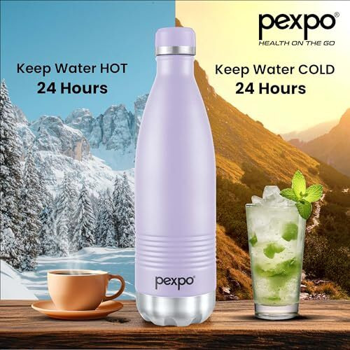 Pexpo Echo Delux Pro 1000 Hot & Cold Isi Certified Flask - 980Ml | Stainless Steel Water Bottle-Orchid Purple | Thermoflask | Office Bottle | Workout | Travelling | Home| Rcb Edition