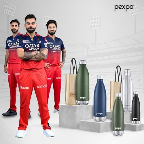 Pexpo Electro Pro Hot & Cold Isi Certified With Jute Bag | Stainless Steel Water Bottle - 2000Ml Silver | Thermoflask | Office Bottle | Workout | Travelling | Home