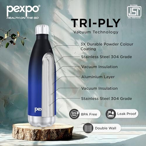 Pexpo Electro Pro 1000 Hot & Cold Isi Certified Flask | Stainless Steel Water Bottle - 980Ml, Ombre Shade | Thermoflask | Office Bottle | Workout | Travelling | Home | Adults | Rcb Edition