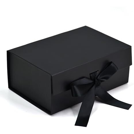 Rbs - Gift Box (23 X 16 X 10Cm) Gift Boxes For Packaging (1 Pack) Decorative Gift Box For Packing Multipurpose Gift Hampers Holds Upto 5 Kg Occasion Gifting Box Foldable Gift Packaging Boxes (Black)