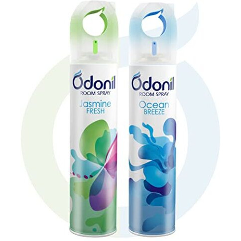 Odonil Air Freshener Room Spray - 440 Ml Combo (Pack Of 2, 220Ml Each) | Jasmine Fresh & Ocean Breeze | Nature Inspired Fragrance For Home & Office | Long Lasting Fragrance | Instant Freshness