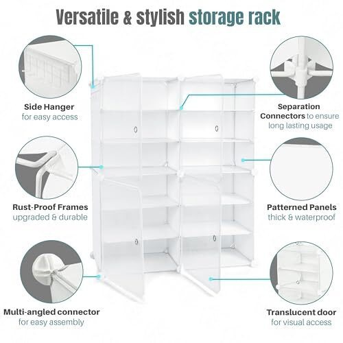 About Space Shoe Rack For Home With Door - 24 Pair Diy Slipper Stand With Hanger, 4 Cube Expandable Shelves Closed Shoes Rack For Home Men, Women Heels Boots Flip-Flops (White-L 80 X B 30 X H 90 Cm)