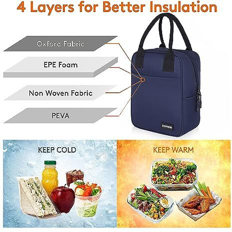 Vr Prime Lunch Bag Office Tiffin Bags For Men Women | Insulated Hot Cold Travel Lunch Bag | For Lunch Tiffin Box & Bottle | For Office & School (Navy Blue)