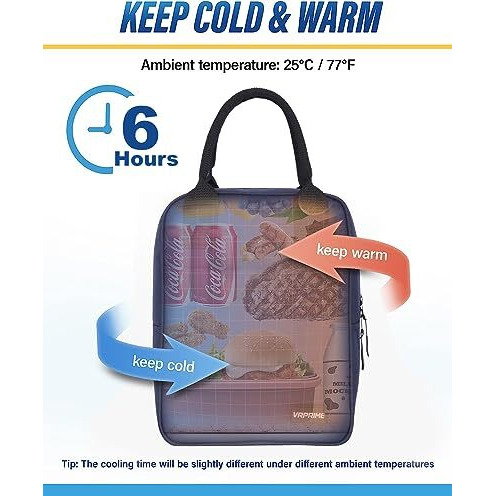 Vr Prime Lunch Bag Office Tiffin Bags For Men Women | Insulated Hot Cold Travel Lunch Bag | For Lunch Tiffin Box & Bottle | For Office & School (Navy Blue)
