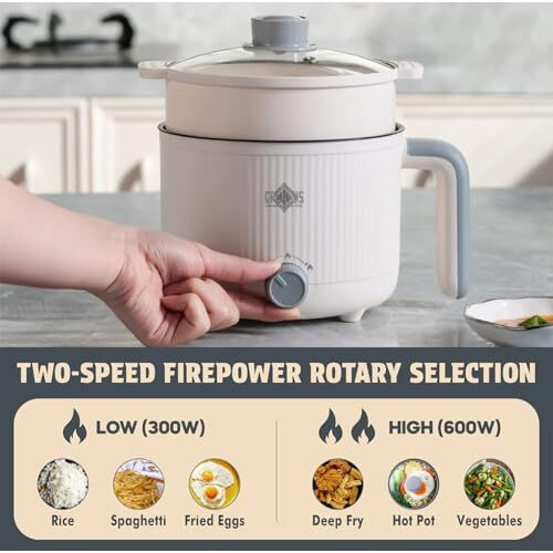 Cpensus Mini Multipurpose Electric Kettle With Steamer 1.2L Inner Pot Non-Stick Hotpot Cooker For Cooking Hot Water Rice Idli Momos Tea 600W Portable Travel
