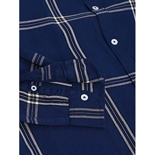 Dennis Lingo Men's Plaid Blue Slim Fit Cotton Casual Shirt With Spread Collar & Full Sleeves (Blue) (Large) (C491_Blue_L)