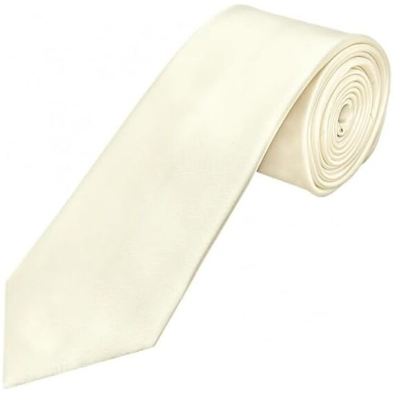 Label Punya Premium Classy Solid Satin Slim Necktie For Men | Formal & Casual Tie For Men|Perfect For Office,Formal Events, Weddings | Gift For Men-Offwhite