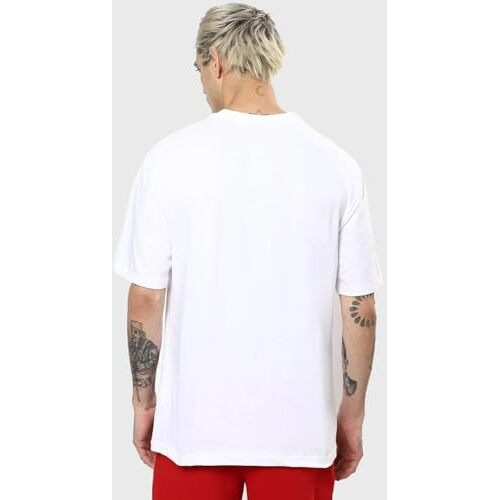 Bewakoof Men's Graphic Printed 100% Cotton T-Shirt - Oversized Fit, Round Neck, Half Sleeves White