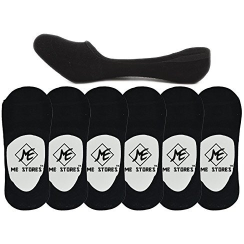 Me Stores Men's Solid Socks Loafer Socks With Silicon Anti Skit Support (Black Colour) (Pack Of 6)