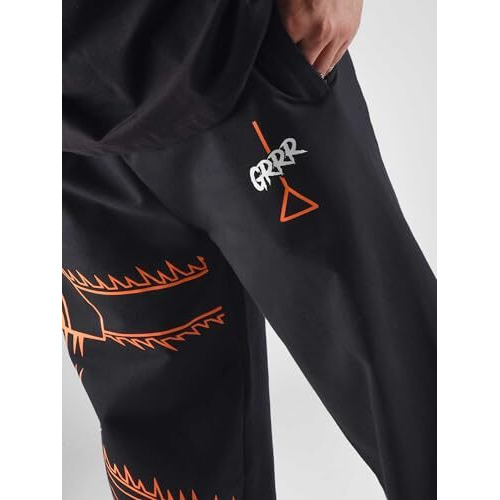 Comicsense.Xyz Unisex Anime Joggers For Unisex, Hybrid Hunter Printed Anime Baggy Fit Track Mid Rise Pants - Medium Black