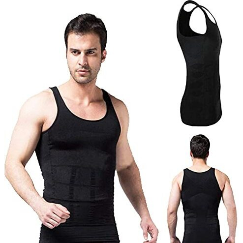 Bstar Men's Vest Slim N Lift Tummy Tucker Body Shaper Size Xlarge - Black