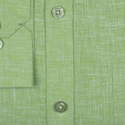 Accox Premium Breathable Cotton Linen Full Long Sleeves Plain Dark Green Regular Fit Formal Shirt For Men (S_Gcrfs25_40)