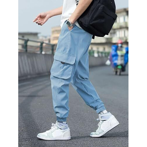Men Cargo || Men Cargo Pants || Men Cargo Pants Cotton || Cargos For Men (Tp-20-24) (S, Sky Blue)