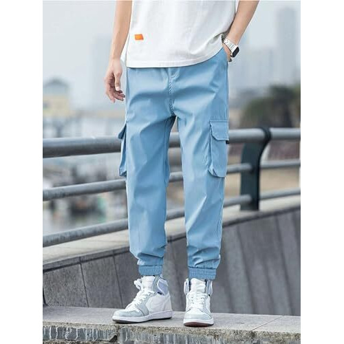 Men Cargo || Men Cargo Pants || Men Cargo Pants Cotton || Cargos For Men (Tp-20-24) (S, Sky Blue)