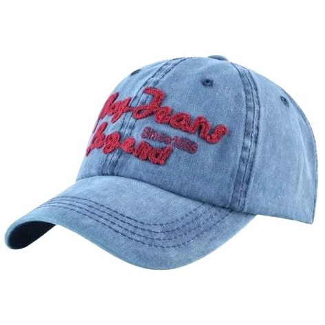 Handcuffs Unisex Denim Cap Lightweight Sports Cap With Adjustable Strap Free Size Summer Casual Hats (Blue)