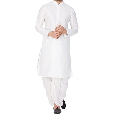 Vastramay Vm Mens Silk Blend White Kurta And Dhoti Set - Classic Ethnic Attire For Timeless Style And Cultural Celebrations_Vasmkwh001Ndtwh_38