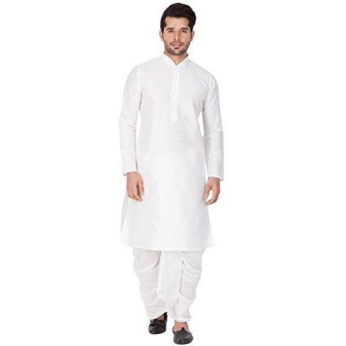 Vastramay Vm Mens Silk Blend White Kurta And Dhoti Set - Classic Ethnic Attire For Timeless Style And Cultural Celebrations_Vasmkwh001Ndtwh_38