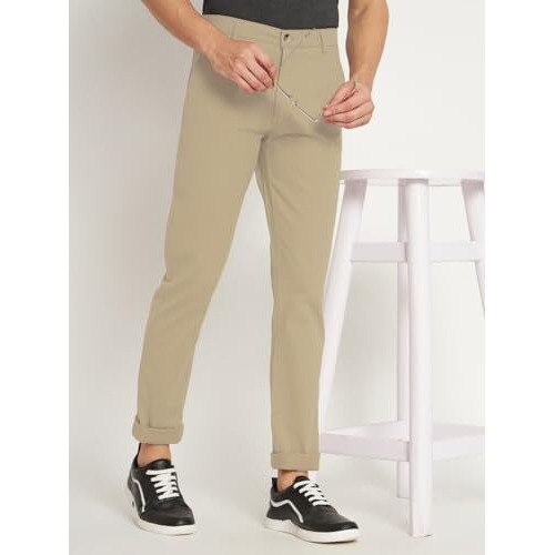 Kargeens Men's Slim Casual Trousers (K90022C_Beige 2_32)