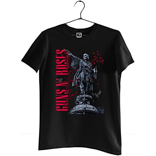 Indissh Unisex's Regular Fit T-Shirt (Guns&Rose-Half-(Grho5)-Black-M