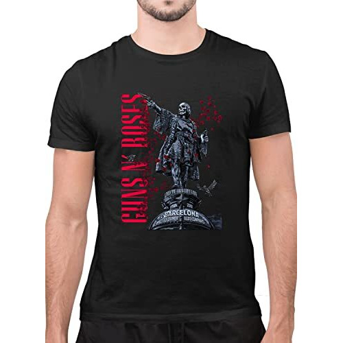 Indissh Unisex's Regular Fit T-Shirt (Guns&Rose-Half-(Grho5)-Black-M
